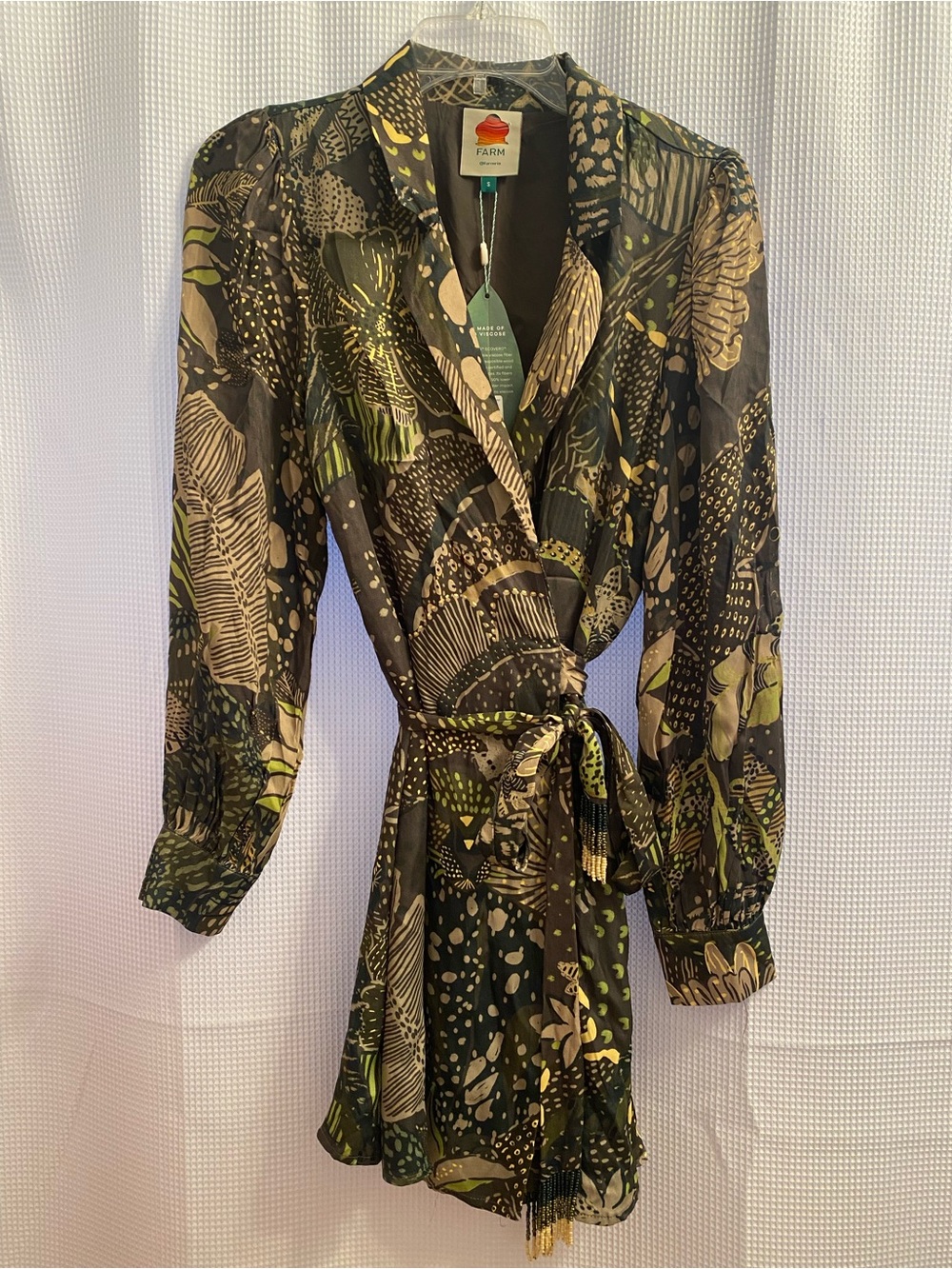 FARM Rio Green Cool Leopard Mini Wrap Dress - Picture 3 of 8